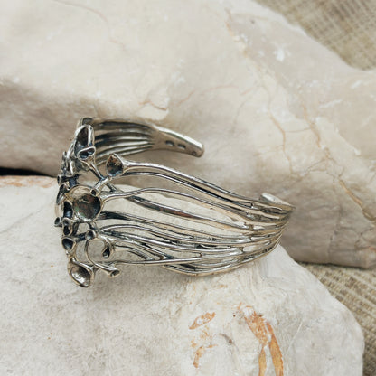 Vintage Hannu Ikonen Reindeer Moss Sterling Silver Cuff Bracelet