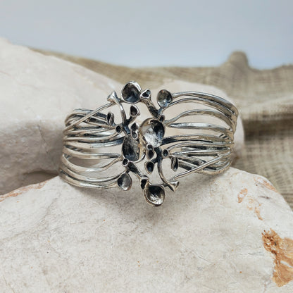 Vintage Hannu Ikonen Reindeer Moss Sterling Silver Cuff Bracelet