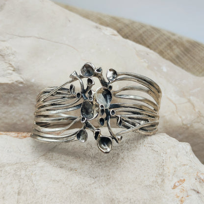 Vintage Hannu Ikonen Reindeer Moss Sterling Silver Cuff Bracelet
