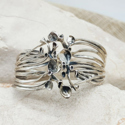 Vintage Hannu Ikonen Reindeer Moss Sterling Silver Cuff Bracelet