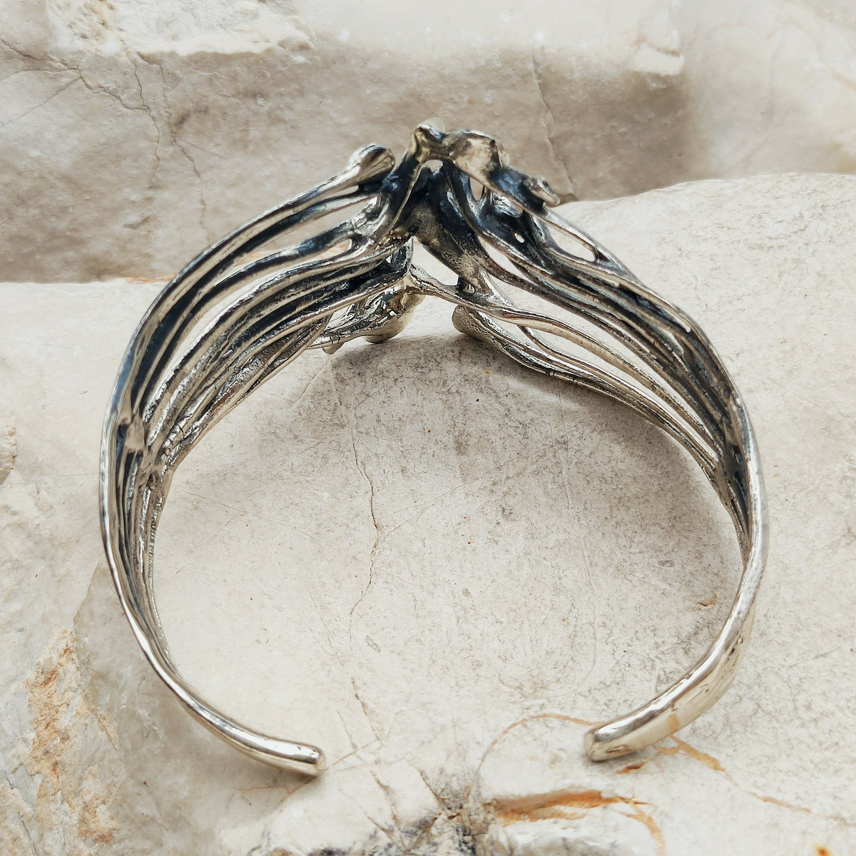 Vintage Hannu Ikonen Reindeer Moss Sterling Silver Cuff Bracelet