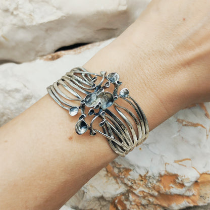 Vintage Hannu Ikonen Reindeer Moss Sterling Silver Cuff Bracelet