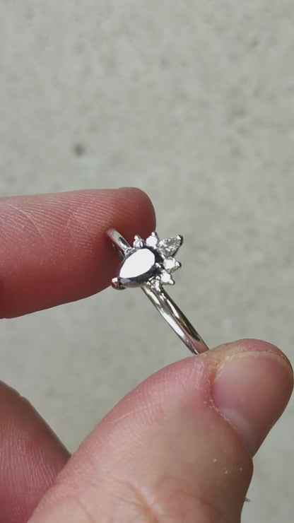 Modern 18 Karat white gold ring with Salt and Pepper diamond