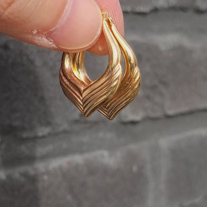 Vintage 9ct Gold Sculptural Hoop Earrings