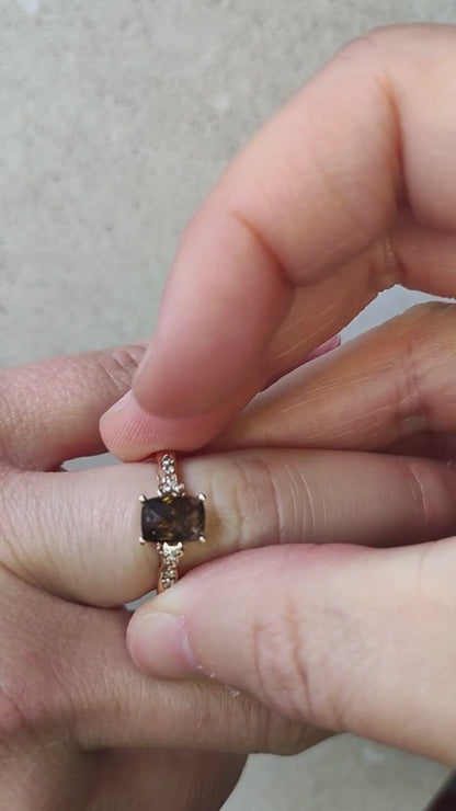 Le Vian Ring with Smoky Quartz and Diamond in 14 Carat Rose Gold