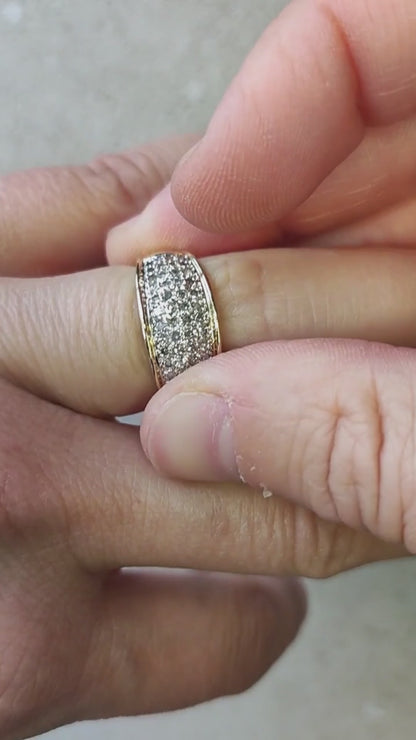 Vintage wide pavé Diamond ring in 9 Carat Gold