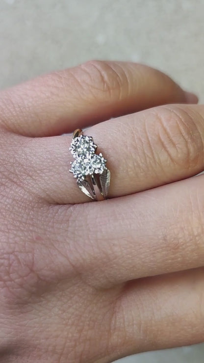 Art Deco Diamond Shamrock ring with Platinum Leaves and 18 Carat Gold