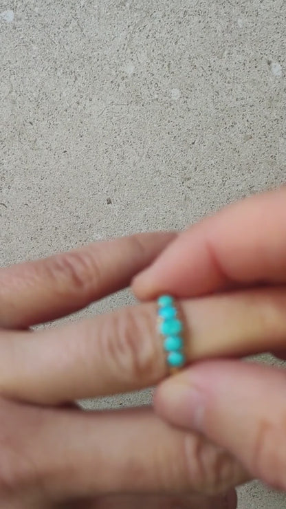 Victorian 5 Stone Turquoise Ring in 18 Carat Gold