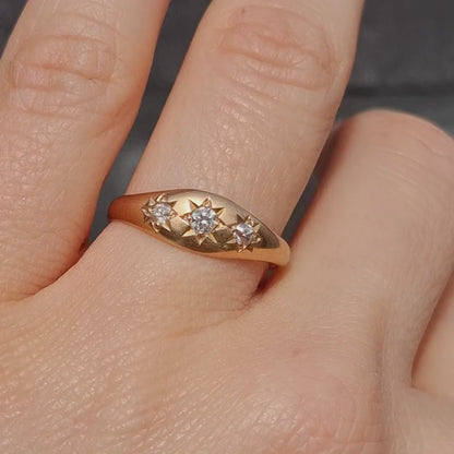 Vintage Gypsy Diamond Ring in 14K Rose Gold