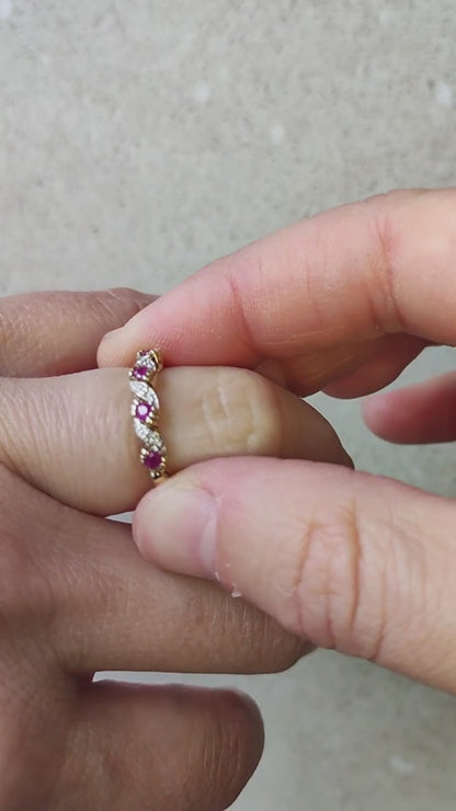 Vintage Ruby and Diamond Ring in 9 Carat Gold