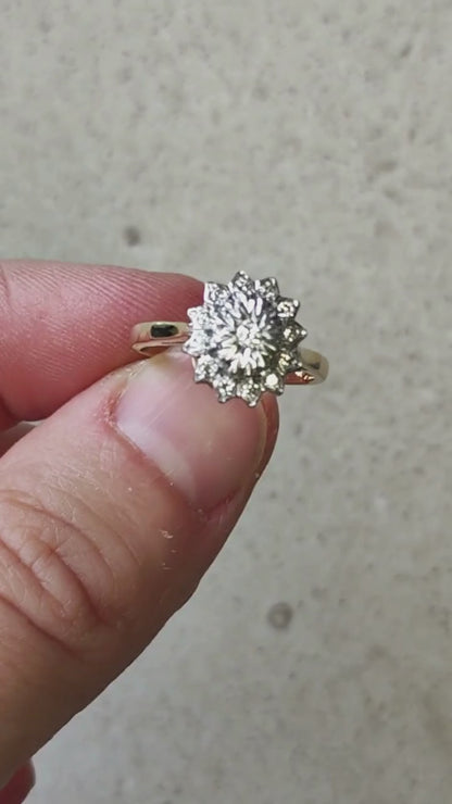 Vintage 9 Carat Gold Diamond Cluster Ring