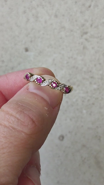 Vintage Ruby and Diamond Ring in 9 Carat Gold